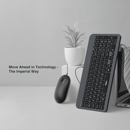 Image of FINGERS ImperialCombo-D2 Wired Keyboard & Mouse Combo (Slim Design, Scissor Keys Laptop-Style Typing, Compact Size Layout, 1000 DPI, Windows | macOS | Linux Compatible), Jet Black