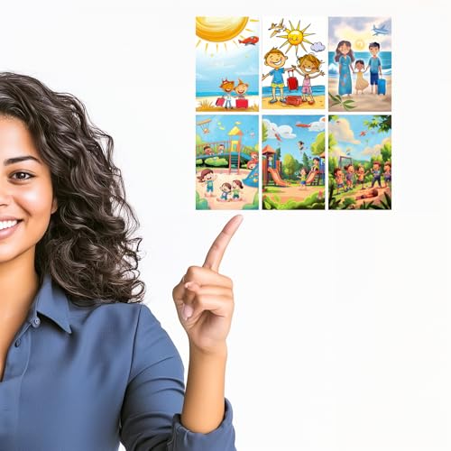 Image of SiddArtify Happy Kids Summer Vacation - Playground Art Prints Set - Set of 2-4x6 Inch - Board (Pack of 6) - Sticker (Pack of 6) Wall Room Decoration art Poster Prints