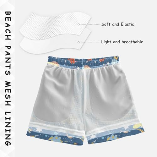 Boys Swim Trunks Quick Dry UPF 50+ Beach Board Shorts Kids Bathing Suits Swimsuit 2T Dinosaur Rocket Planet4