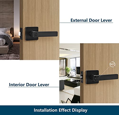 Leydebong 2 Pack Black Door Knobs Interior Door Handles In Matte Black Finish, Privacy Function For Bedroom Bathroom, Heavy Duty Door Handles With Modern Design #TOP7
