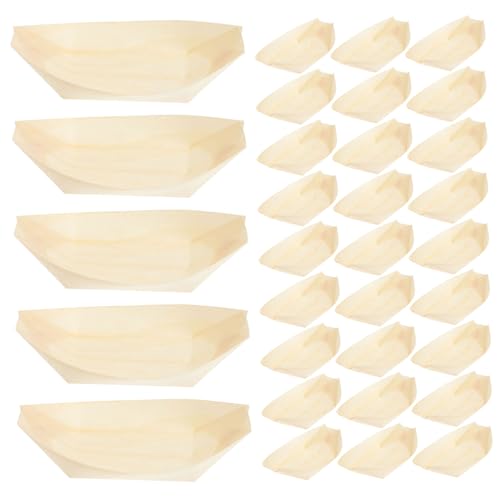 Platos desechables de madera para sushi 11.5 cm x 6.5 cm 100 pcs miniatura 1
