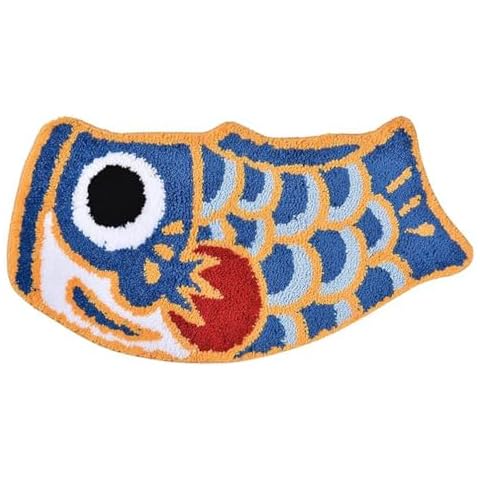 LIKETN Cute Fish Shaped Kids Bath Rug for Bathroom Floor,Japanese Koi Flag Water Absorbent Bath Mats Soft Non-Slip Washable Shower Doormats,Funny Cartoon Area Rugs for Living Room,Bedroom 20" x 32" Cover