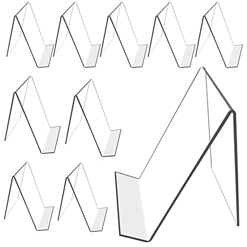 Bovbazo 10 PCS 6‘’ x 4‘’ Acrylic Book Display Stand Clear Easel Without Ledge Tablet Holder for Displaying Books, Pictures, Notebooks, CDs, Artworks, etc (Large)