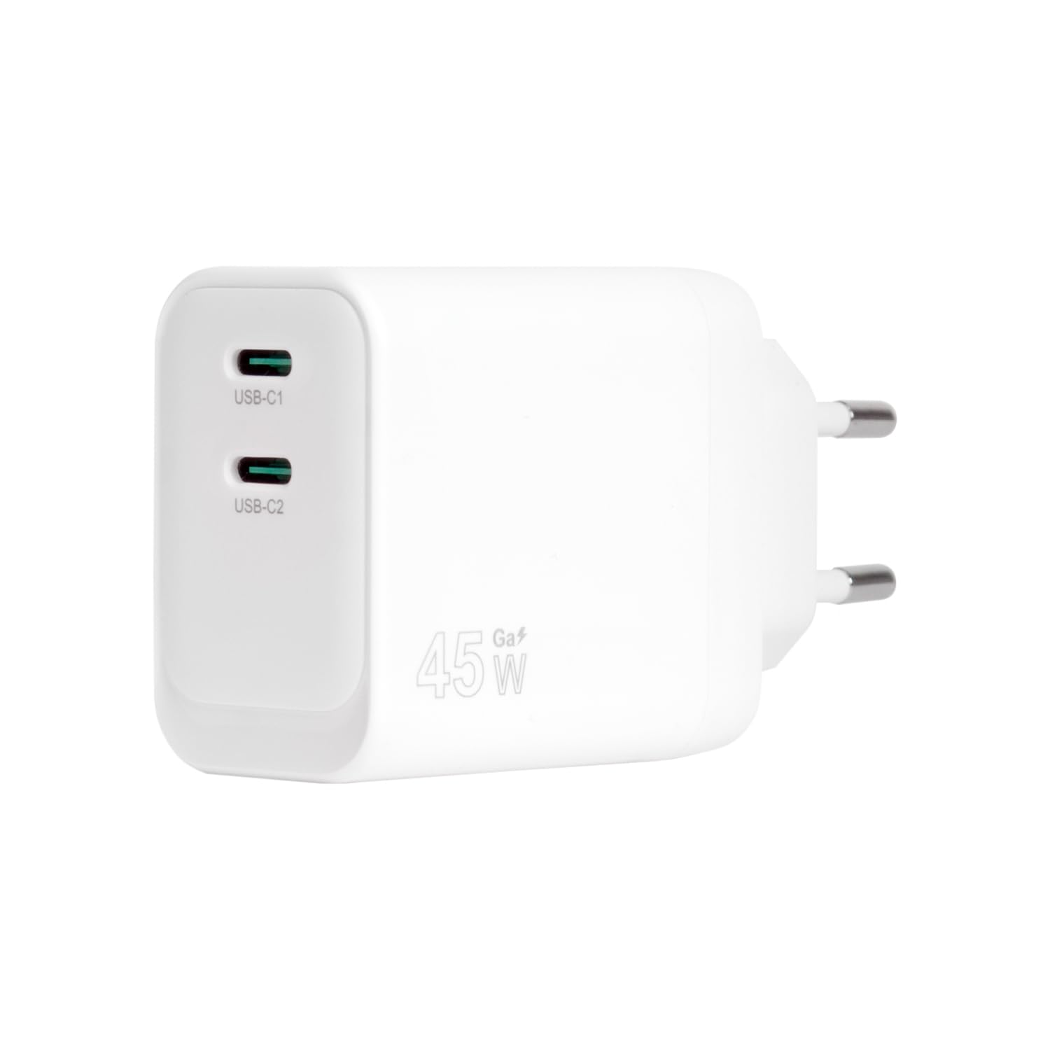 VulTech CC45-2C uniwersalna ładowarka 45 W GaN z 2 portami USB-C/Type-C PD3.0 QC3.0 PPS, kompatybilna ze smartfonami, tabletami i notebookami - biała, kompaktowa