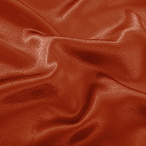 Drap-housse en satin et drap plat parure de lit orange brûlé - 6