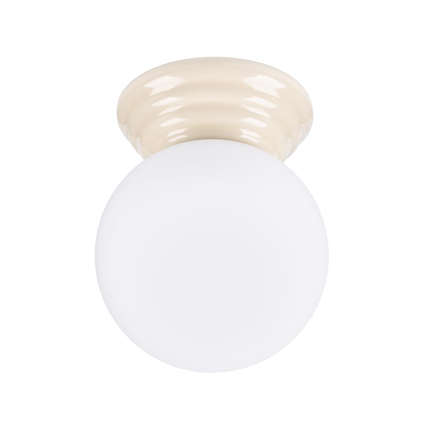 SOLLUX lighting Deckenlampe Deckenleuchte - Deckenstrahler glasierte Keramik Glas - 1 Flammig - LED Lampe Glühbirne - Beige Zori