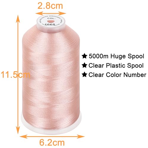 Image of New brothread - Single Huge Spool 5000M Each Polyester Embroidery Machine Thread 40WT for Commercial and Domestic Machines - Flesh