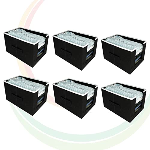 Image of GR Art&Craft inchOrganize Your Space inch Non Woven Shirt Stacker /Shirt Organizer /Wardrobe Organizer /Cloth Organizer /Cloth Cover- 6 Pcs Combo (Black)