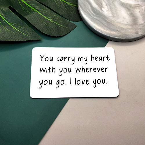 Metal Wallet Insert Card Long Distance Relationship Gift Anniversary Card Gifts for Husband Boyfriend Girlfriend Engraved Wallet Insert Card Deployment Gifts Couple Birthday Valentines Wedding Gift4