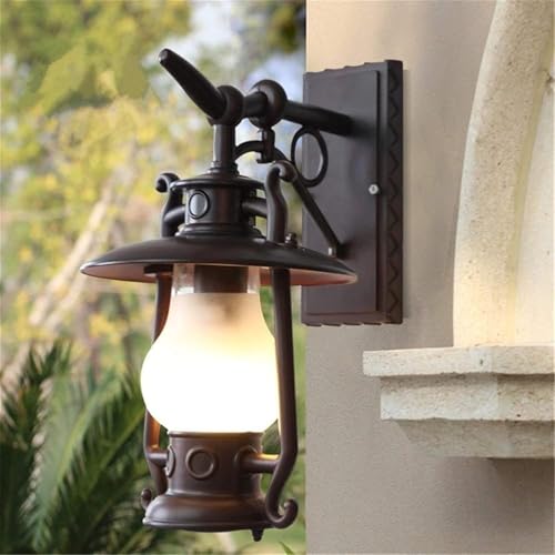 Aplique de pared europeo, luces impermeables de metal de hierro, E27, lámpara de pared forjada Compatible with exteriores, aplique de pared retro en V, accesorios de iluminación montados en la pared,