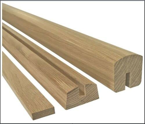 Oak Glass Handrail & Baserai| 8mm & 10mm Kit! Quality UK Manufactured! (2.4 Metre 8mm Glass)