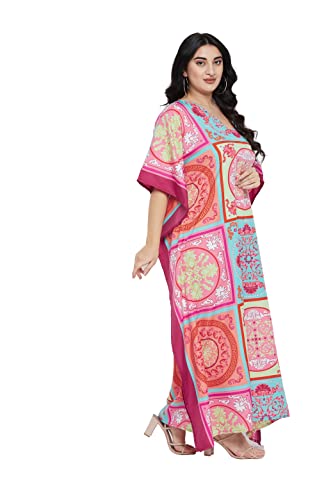 Oussum Women Polyester Casual Kaftan Long Plus Size Summer Beach Caftan Cover Ups Maxi Dresse for Ladies Boho Lounge Outfit2