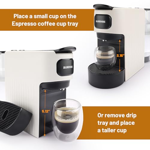 BURRVIBE Mini Espresso Pod Machine Compatible with Nespresso Original Pods, 20 Bar Capsule Coffee Maker with 40 oz Removable Water Tank,Programmable Espresso Machine with Espresso and Lungo Modes