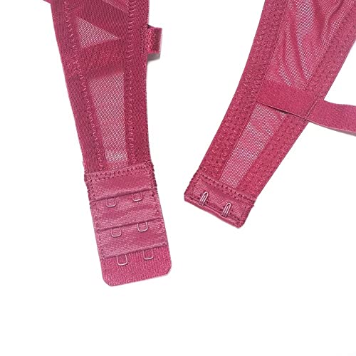 Varsbaby Women See-Through Lace Push Up Transparent Everyday Bra Lingerie Sets (Red, 36C)