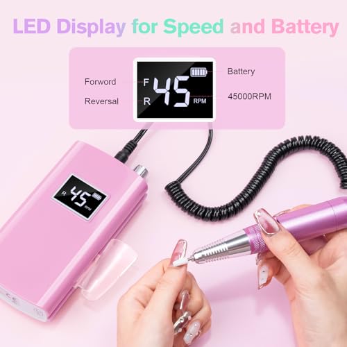 Kit portátil profesional de taladro para uñas 45000RPM miniatura 7