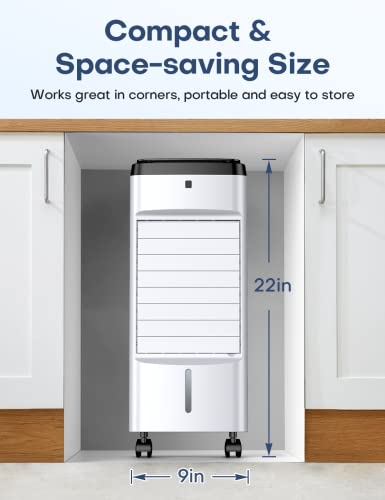Skyice Evaporative Air Cooler, 3-In-1 Air Conditioner Portable For Room W/ 4 Modes & 3 Speed, 12H Timer, 1 Gal Detachable Water Tank, 4 Ice Packs, Remote, 70° Oscillation Air Cooler For Bedroom Indoor #TOP6