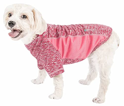Pet Life ® Active 'Warf Speed' Heathred Dog Fitness and Yoga Pet T-Shirt Dog Clothes - Performance Dog T-Shirt with 4-Way-Stretch, Reflective and Quick-Dry Technology - Summer Dog Shirts -  TSHL5PKSM