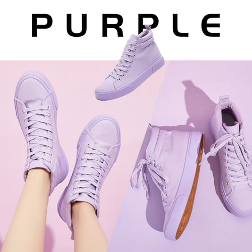 FINIWOR Womens High top Sneakers Canvas Shoes Lace up Black Sneakers Casual Shoes for Women4