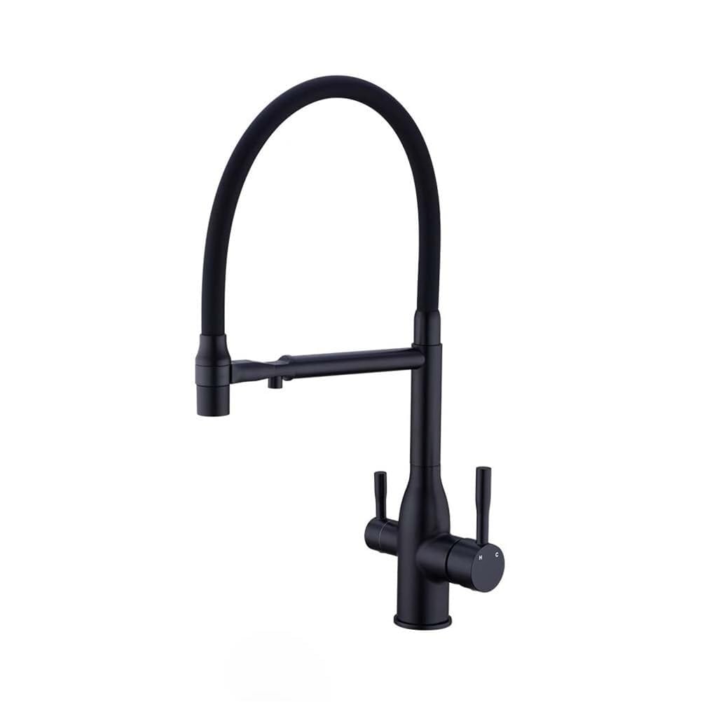 Mitigeur d'évier noir robinet laiton double levier 2 trous avec rotation 360