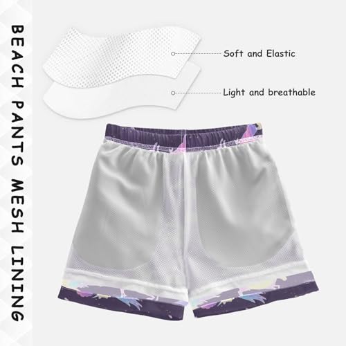 Boys Swim Trunks Quick Dry UPF 50+ Beach Board Shorts Kids Bathing Suits Swimsuit 2T Rainbow Unicorn4