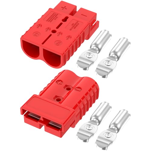 furwishlisting Anderson Connector 350A 600V Battery Quick Connect/Disconnect for 2/0 AWG Cables, Anderson Plug for Winch, Trailer, RV, Forklift (Red, 2 PCS)