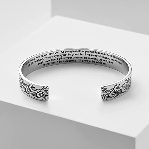 Yyqx Daughter Bracelets From Mom, Inspirational Bracelets For Women Girls, Personalized Engraved Cuff Bangle Birthday Christmas Jewelry Gifts For Granddaughter #TOP5
