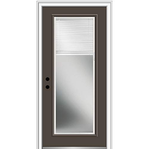 National Door Company Z009188R Steel Brown, Right Hand In-swing, Prehung Door, Full Lite, Clear Low-E Glass with RLB, 36