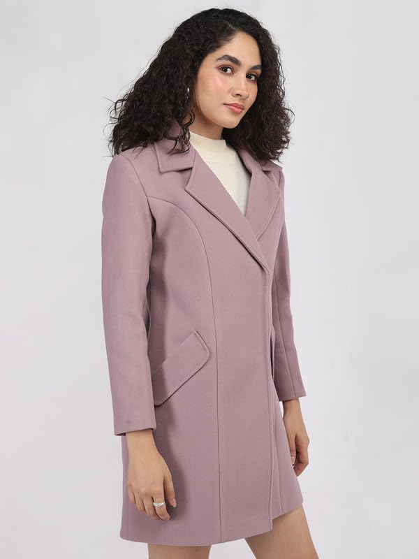 Image of PLAGG Women's Notched Lapel Long Overcoat