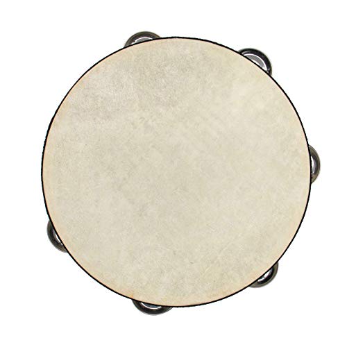 AUEAR, Double Row Jingles Handheld Tambourine Creative Wooden Tambourine Drum for Adults Percussion for Musical Educational Toy Party Game Church (1-Pack, 8 Inch) - Thumbnail 6
