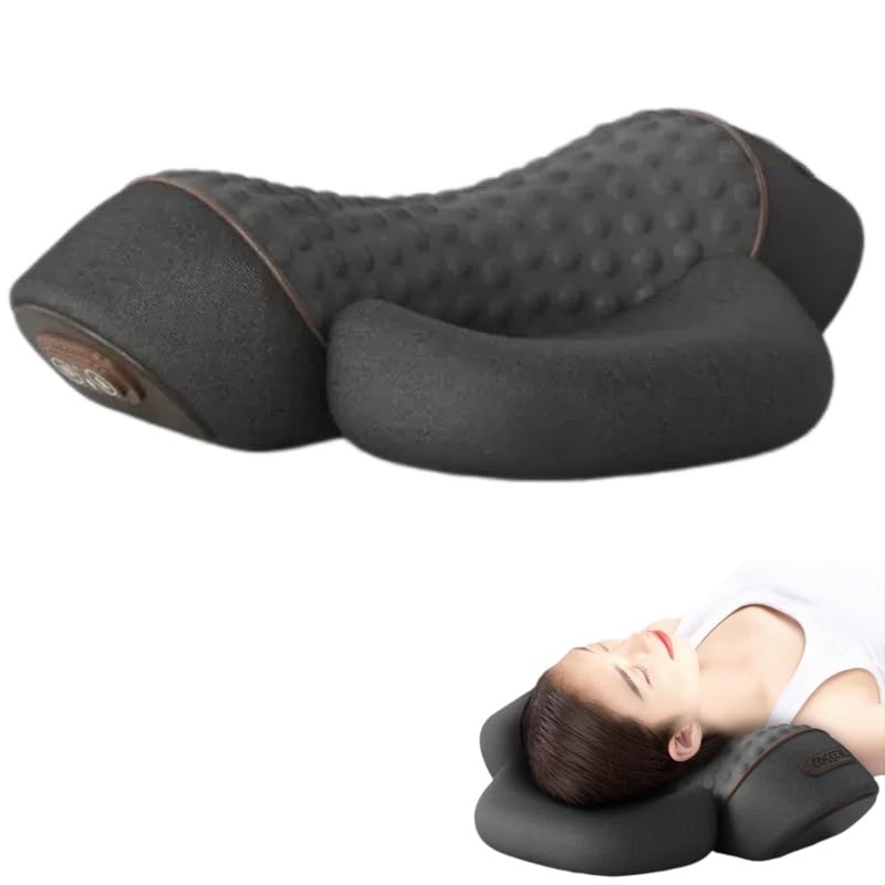 Qelara Almohada CerviFlex,Almohada de masaje cervical 3 en 1, térmica, de espuma viscoelástica, ergonómica, para hombres y mujeres, alivia dolor y relaja