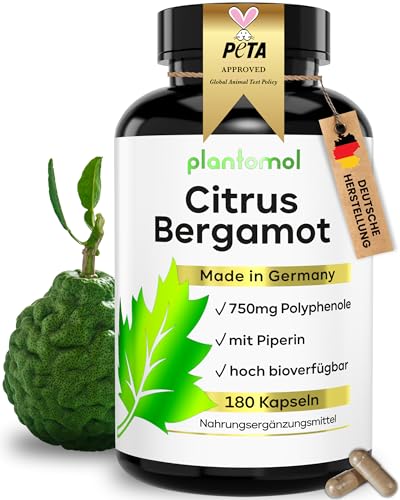 180 Citrus Bergamot Kapseln - 1500mg Extrakt pro Tag (2 Kaps.) mit 50% Polyphenole - Bergamotte Kapseln - 3 Monatsvorrat