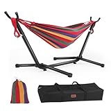 Goutime Children's Hammock with Stand, 220 lb Capacity, with Portable Carrying Bag, Kids Hammocks for Indoor, Outdoor, Patio, Deck, Yard, Beach (Red)