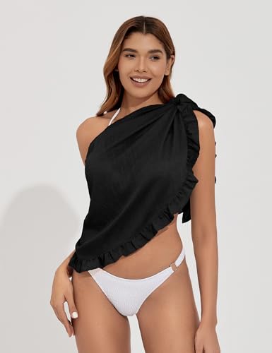 Tournesol Women's Sarong Short Beach Cover Up Skirt Sheer Bikini Wraps Ruffle Hem Bathing Suit Coverups for Swimwear S-2XL4
