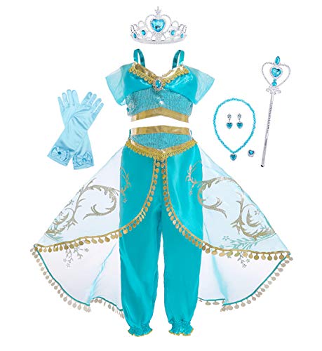 Jurebecia Costume for Girls Princess Dress Up Halloween Cosplay Fancy Party Outfits Fancy Theme Birthday Party Dresses Size 6/5-6Years