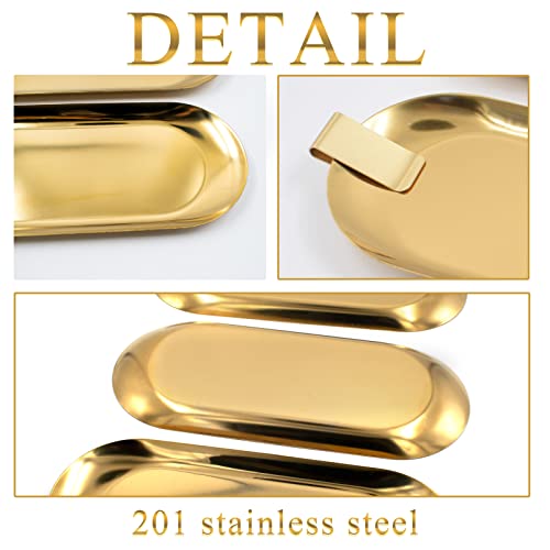 3 Pack Check Holder Tip Trays with Clip, Gold Money Clip for Cash and Credit Cards, Stainless Steel Money Tip Clips Check Holder for Restaurants, Bars, Hotels and Dining (8.7 x 3.5 Inch)3