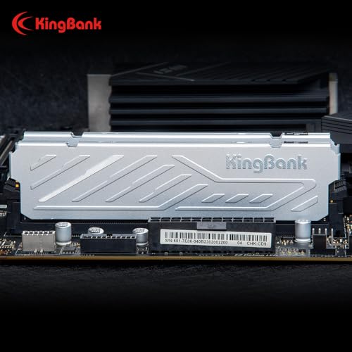 Image of KingBank Computer Desktop Memory Ram DDR4 8GB 3200MHZ CL16 1.35V XMP2.0 Overclocking with Heatsink for PC Gaming /Office /PS,Silver