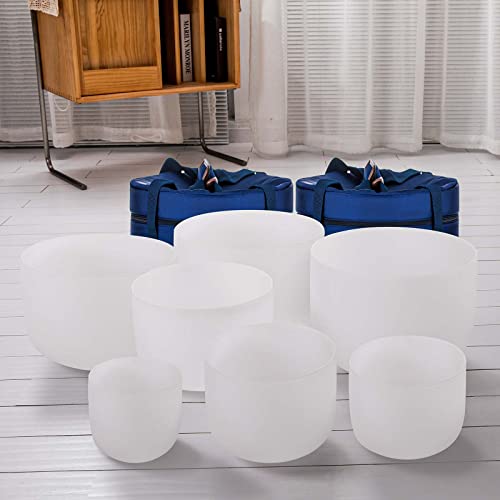 Solshine 6-12 Inch Crystal Singing Bowl Set Of 7 For Sound Healing With 2Pcs Free Heave Duty Carring Case Crystal Mallet And O-Ring Sound Repairer #TOP6