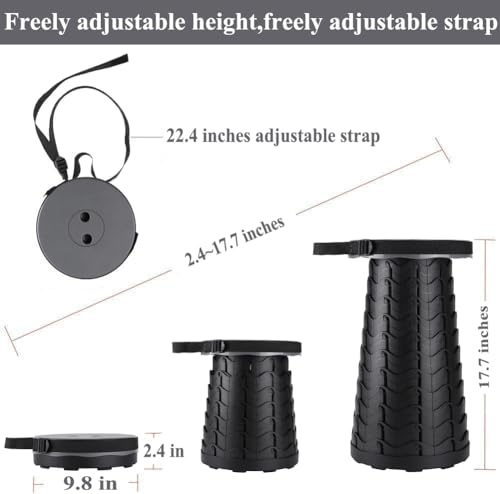 Image of Fishboy Upgraded Collapsible Stool, 400lbs Max Weight, Lightweight But Sturdy, Portable Retractable Folding Telescoping Foldable Camping Stool for Adults Outdoor Fishing Hiking Gardening Travel BBQ
