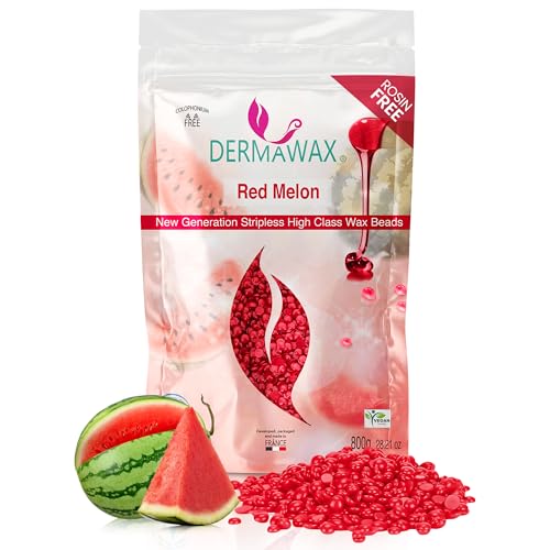 Dermawax 800 g Perlas de Cera Hipoalergénica Red Melon para Depilación Profesional – Sin Colofonio, Para Pieles Sensibles, Cara, Bikini, Axilas, Piernas y Zonas Íntimas (0,8 kg, Red Melon)