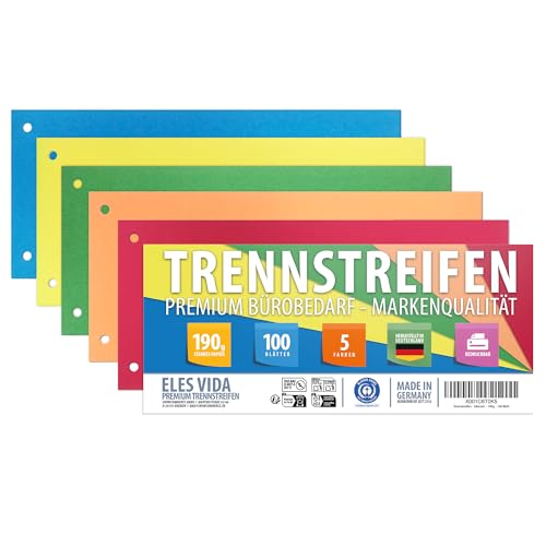 Trennstreifen Intensive Farben 100 Stück – 5 Farben sortiert...