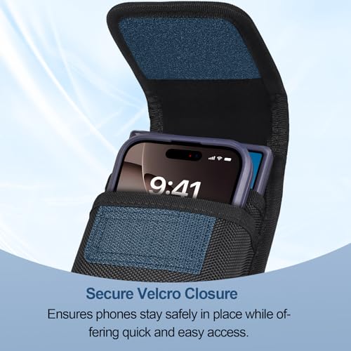 ykooe Heavy-Duty Dual Phone Holster Compatible with iPhone/Samsung Galaxy/Google Pixel & Moto G Power - Secure Fit with Military-Grade Large Belt Clip, Black