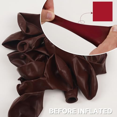 Image of PartyWoo Burgundy Balloons 100pcs 12 Inch Dark Chestnut Red Maroon Balloons for Graduation Wedding Thanksgiving Birthday Bachelorette Citizenship Strawberry Theme Party Decorations Red-Y62