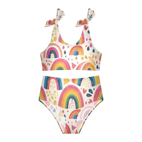 Rainbow Boho Style Girls 2 Piece Kids Bikini Set Beach Swimsuit Swimwear Adjustable Shoulder Strap3