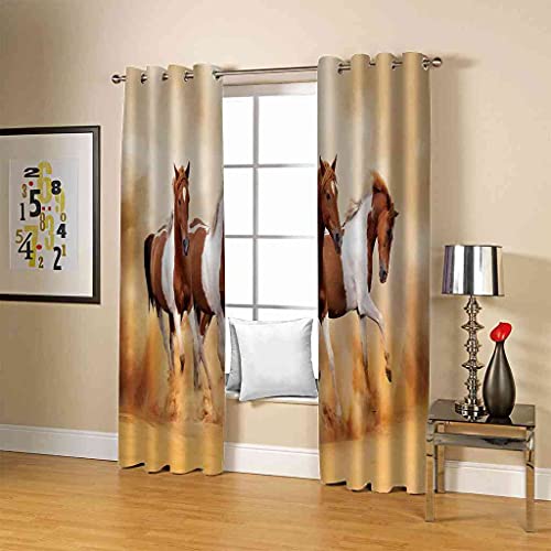 Rideaux à oeillets 100% polyester motif cheval 3D finitions de qualité supérieure - 5