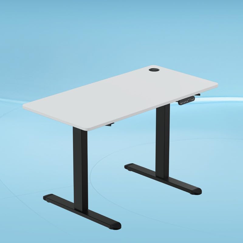 The Sleep Company - AeroPlus Electric Height Adjustable Desk | Ergonomic Work from Home Table | 4 Memory Presets | 2 Years Warranty | 1600 x 700 Thick Top | Free Installation | White & Black