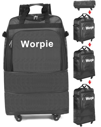 Worpie Expandable Foldable Suitcase with Wheels - Collapsible Luggage Bag - Lightweight Rolling Travel Bag - Large Capacity Duffel Bag without Telescoping Handle