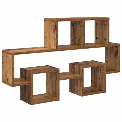 Qnhdfrt Étagère murale en bois recyclé 82 x 15 x 51 cm avec 4 étagères - Design moderne - Robuste - Pour salon, chambre à coucher, couloir