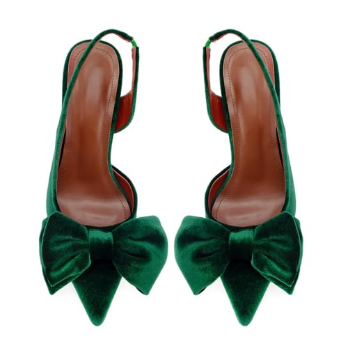 DREAMCIA Bow Slingback Kitten Heels Pumps Pointed Closed Toe Stiletto Heeled Sandals Bowknot Dress Wedding Party Shoes3
