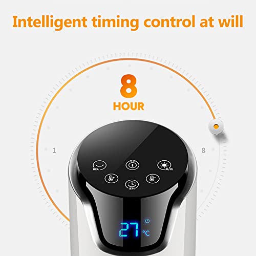 Ventilatorkachel, energiebesparend, 2-in-1 ventilator en verwarmingstoestellen met afstandsbediening en led-display, 2000 W, 3 warmtestanden met afstandsbediening, 8 uur timer, omvalbeveiliging, voor badkamer, kantoor en thuis, wit (maat: hoog 110 cm, col - Afbeelding 8