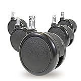 Stuhlrollen Teppich 5er Set 11x22 mm - Weichbodenrollen für Bürostuhl - Lastabhängig Gebremst - Spitzenqualität mit Fadenschutz